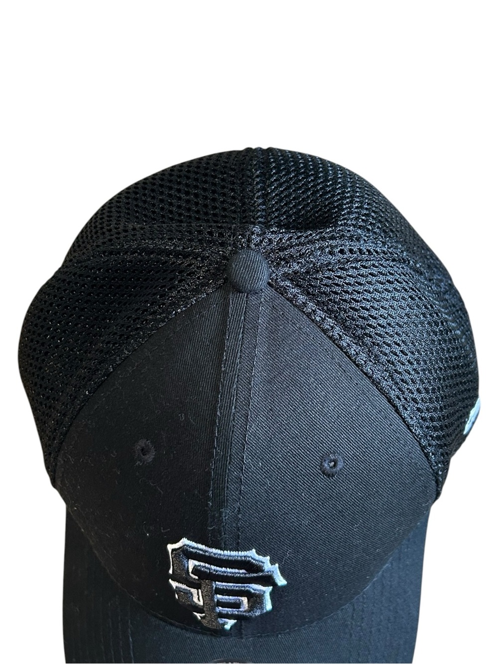 New Era SF Giants 39THIRTY Hat L/XL Black Stretch Fit MLB Mesh Cap - Picture 3 of 10